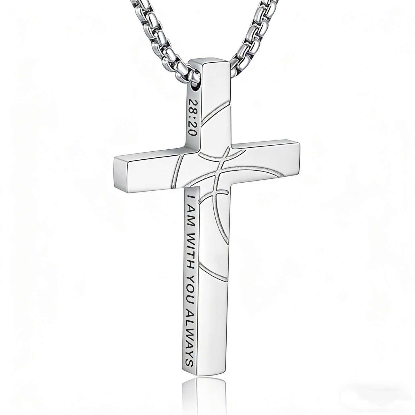 Men's Basketball Cross Double-sided Lettering Inspirational Scripture Personalized Necklace