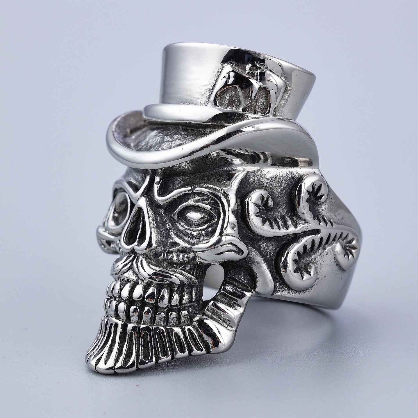 Men's Retro Punk Titanium Steel Wearing Hat Rings