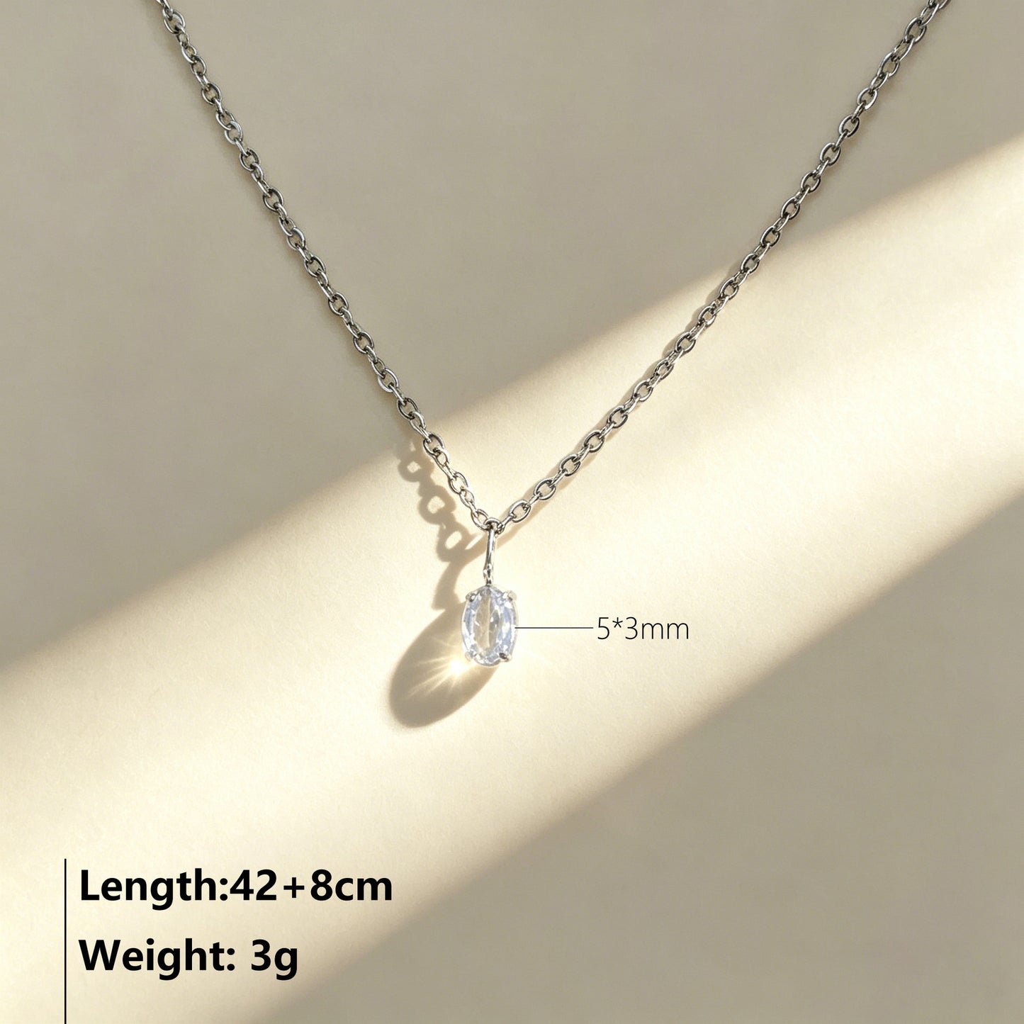 Women's Colorful Crystals Oval Zircon Stainless Steel Gold-plated Collarbone Pendant