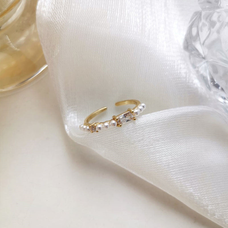 Female Tide Pearl Flower Index Finger Rings