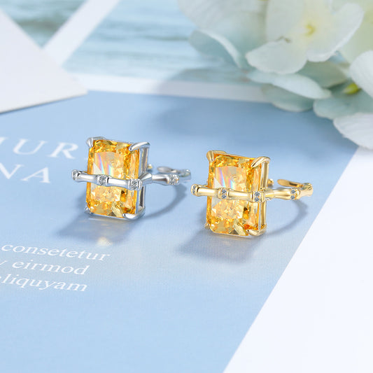 Citrine Bamboo Zircon Female Simple Stylish Rings