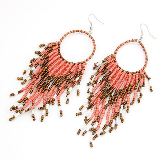 Cool Online Bohemian Style Bead Tassel Earrings