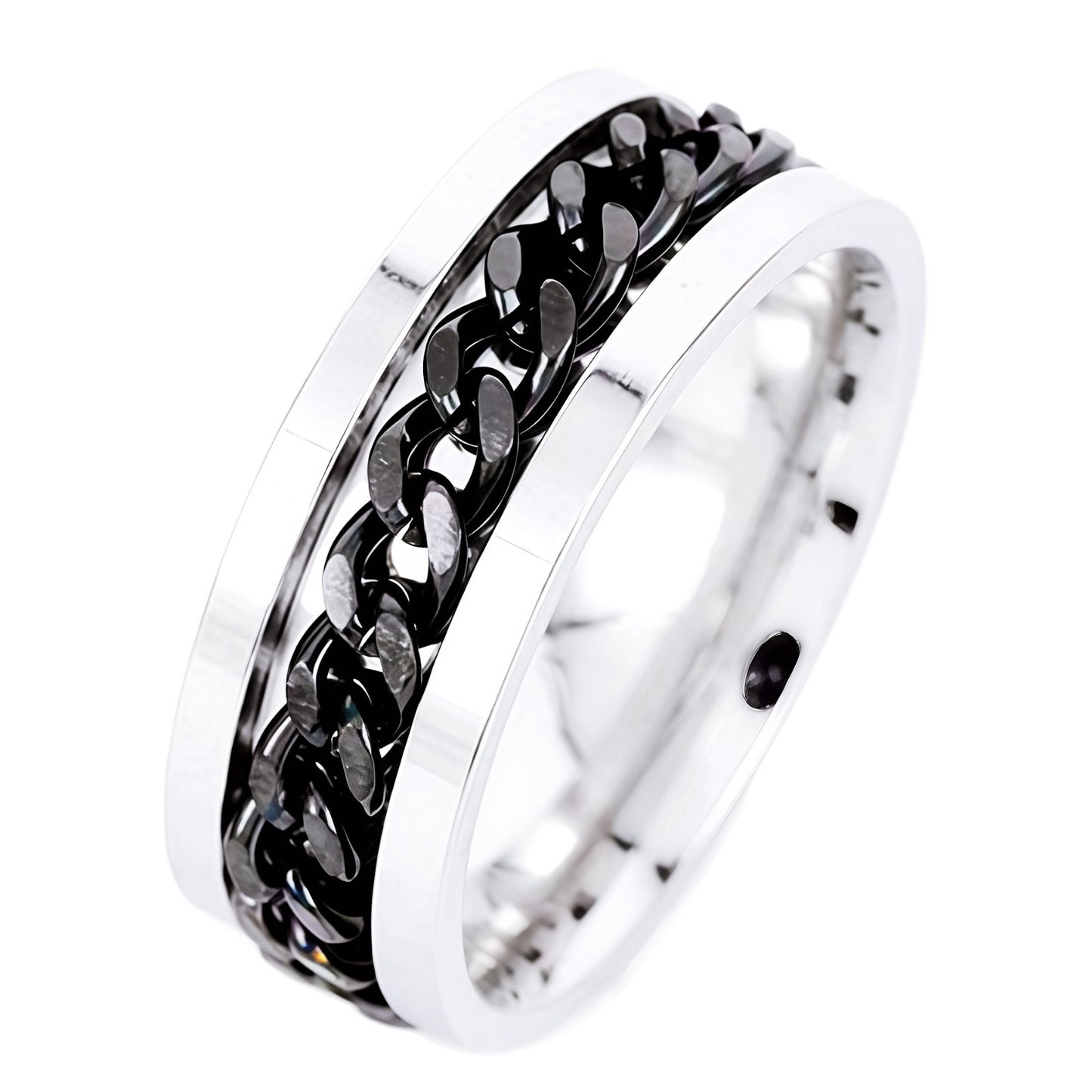 Men's Beer Adjustable Decompression Rotatable Chain Titanium Ring