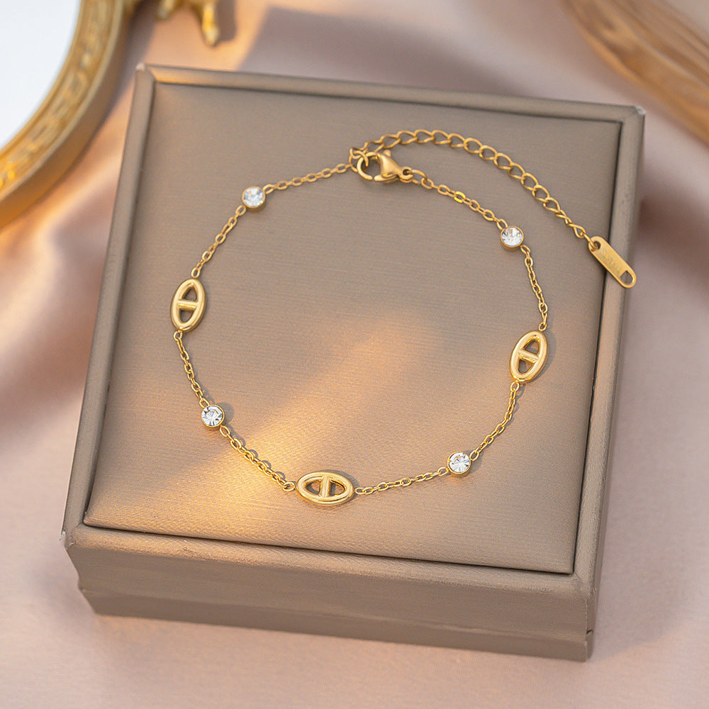 Diamond Pig Nose Female Niche Advanced Design Cute Style Bracelet