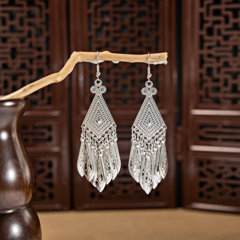 Imitation Miao Sier Ethnic Style Peacock Earrings