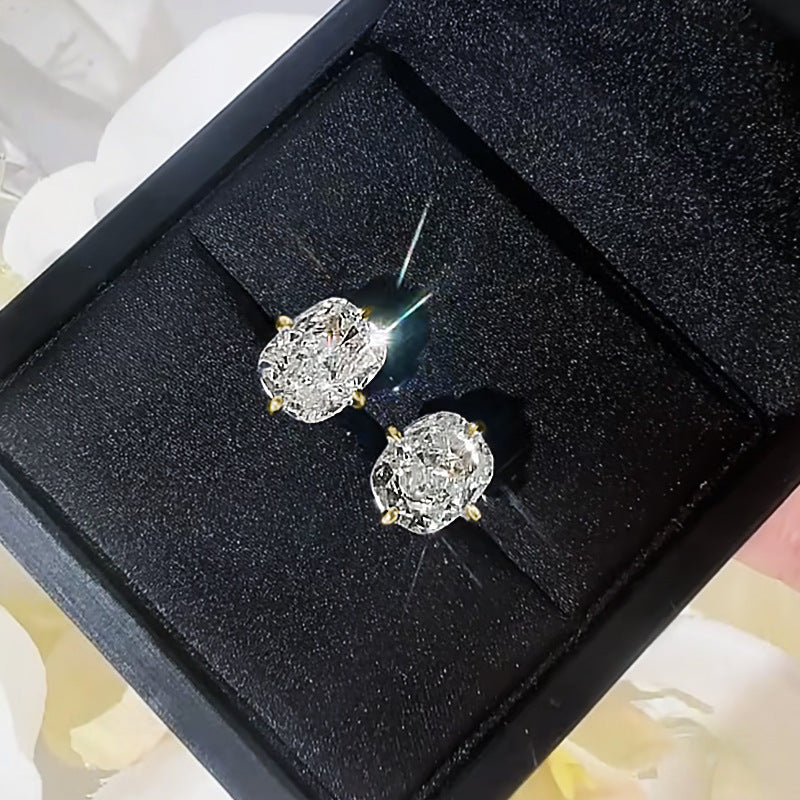 Balls Sier Gold-plated High Carbon Rhinestone Ear Earrings