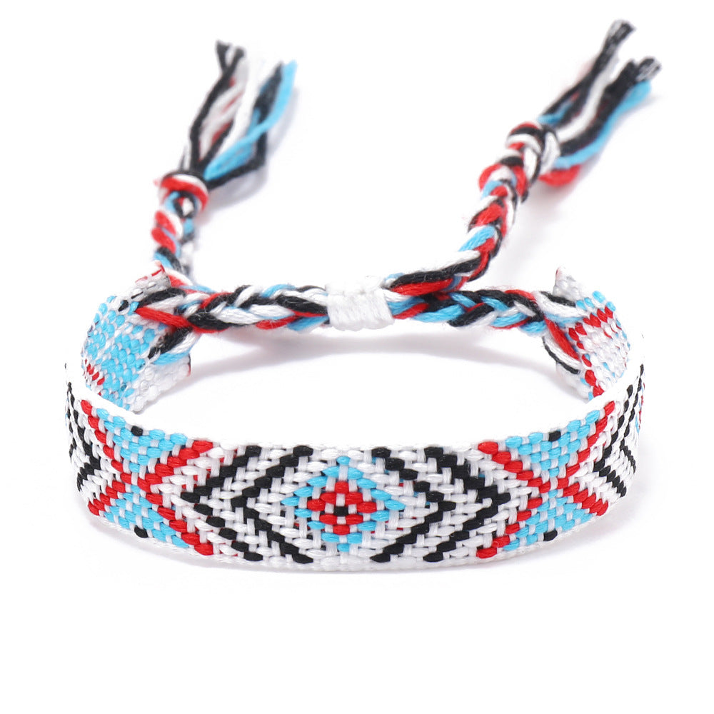 Women's Style Plaid Cotton Linen Colorful Nepal Bracelets