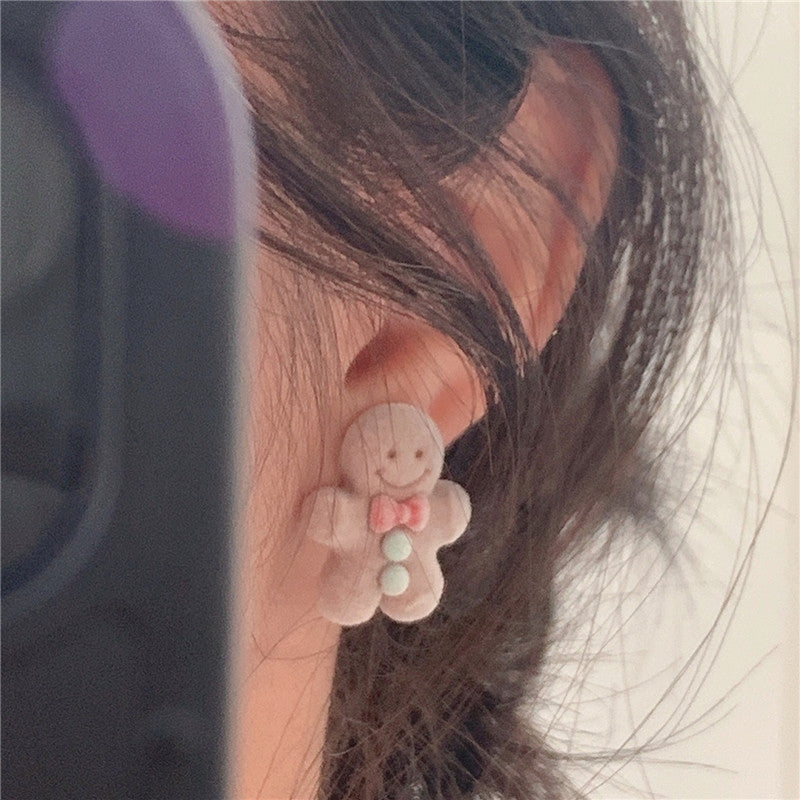 Women's Flocking Sier Needle Small Cute Rabbit Earrings
