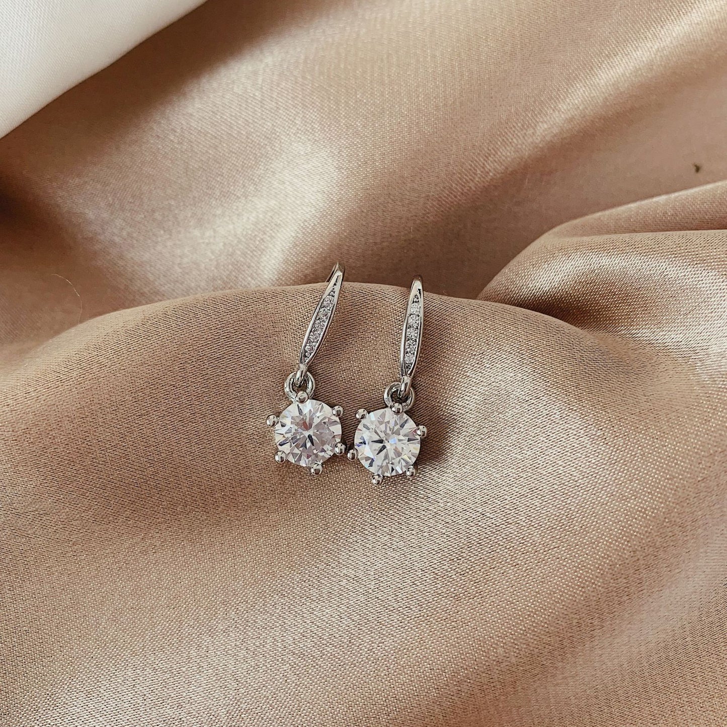 Women's Live Broadcast Sier Ear Hook Moissanite Earrings