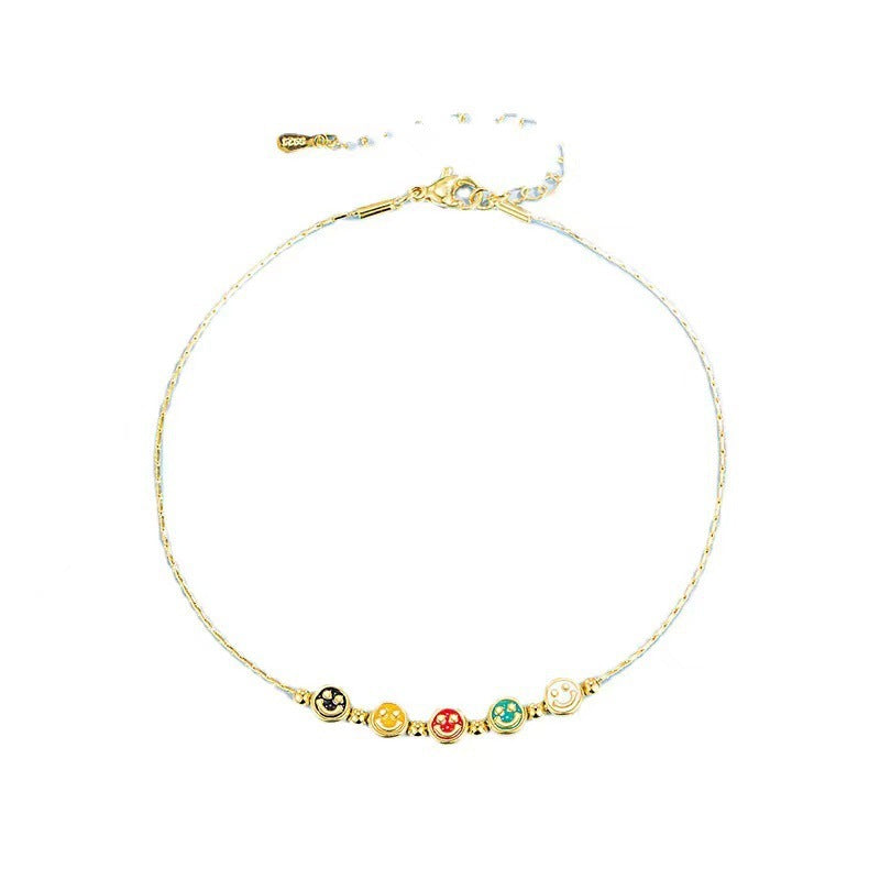 Women's Colorful Smiling Face Gold Small Beads Design Light Bracelets