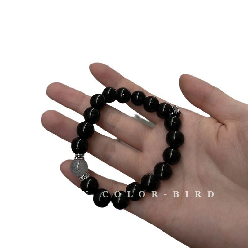 Women's Retro Style Obsidian Bead Design Simple Bracelets