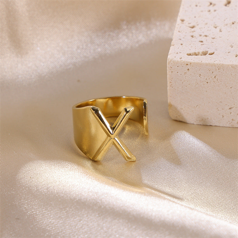 Letters Female Style Fashion Knuckle Personality Vintage Stainless Rings
