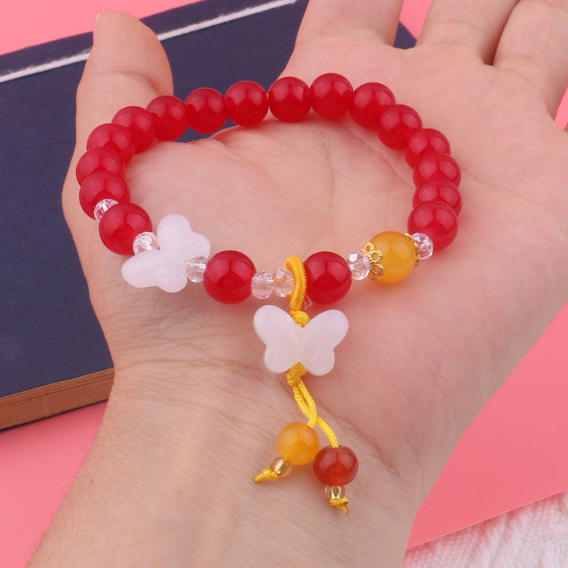 Candy Color Butterfly Beaded Female Imitation Bracelet