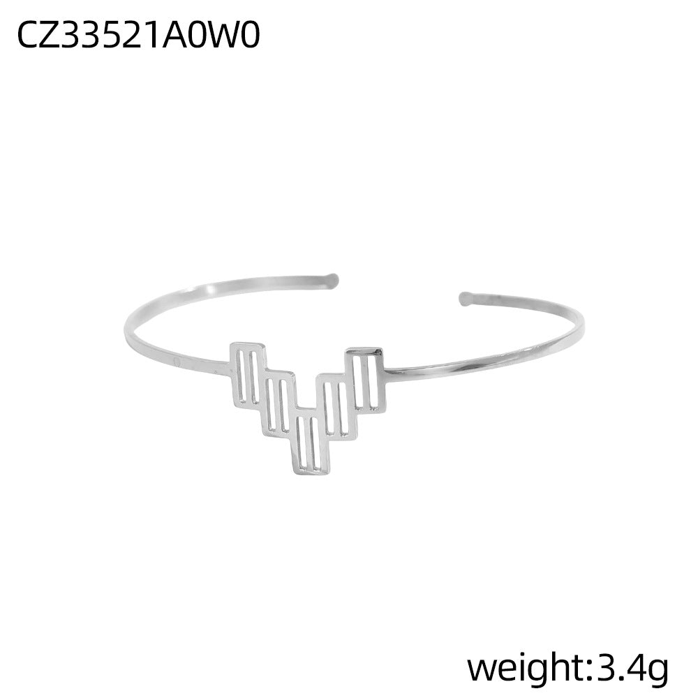Geometric Hollow Metal Feeling Open-ended Stainless Steel Vacuum Electroplating Design Bracelets