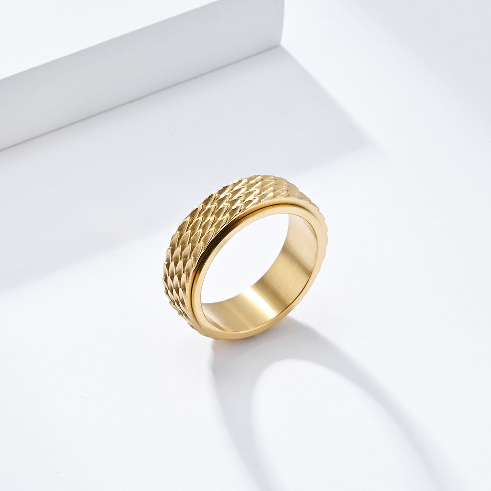 Dragon Pattern Scale Rotatable Titanium Steel Anxiety Relief Rings