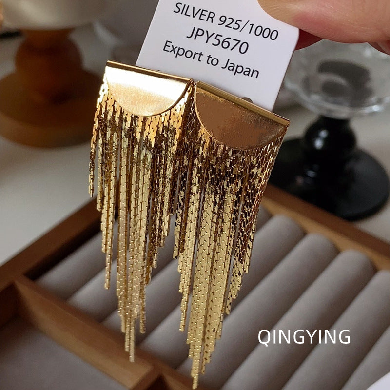 Metal Long Fringe Female Special Interest Light Luxury Design Earrings