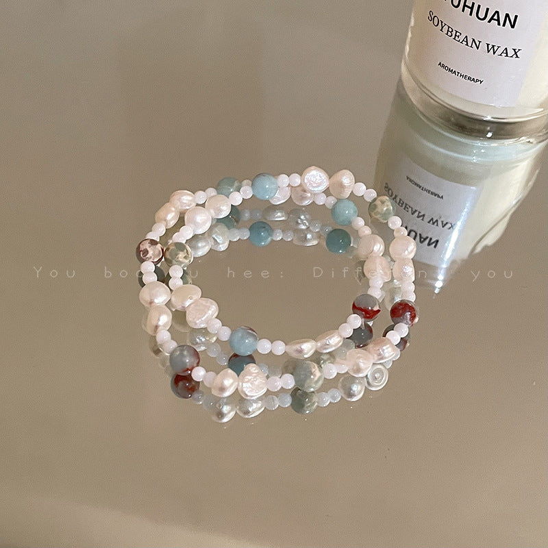 Natural Pearl Stone Colorful Beaded Niche Retro Bracelets