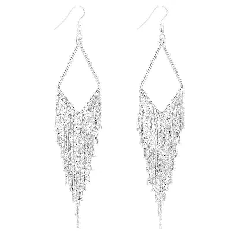 Fashion Tassel Elegant Metal Geometric Prism Earrings