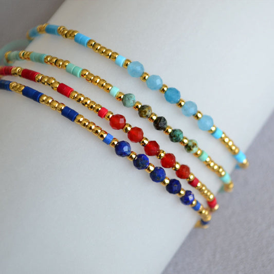 Niche Colorful Warm Bohemian Fresh Bead Real Stone Beaded Bracelets