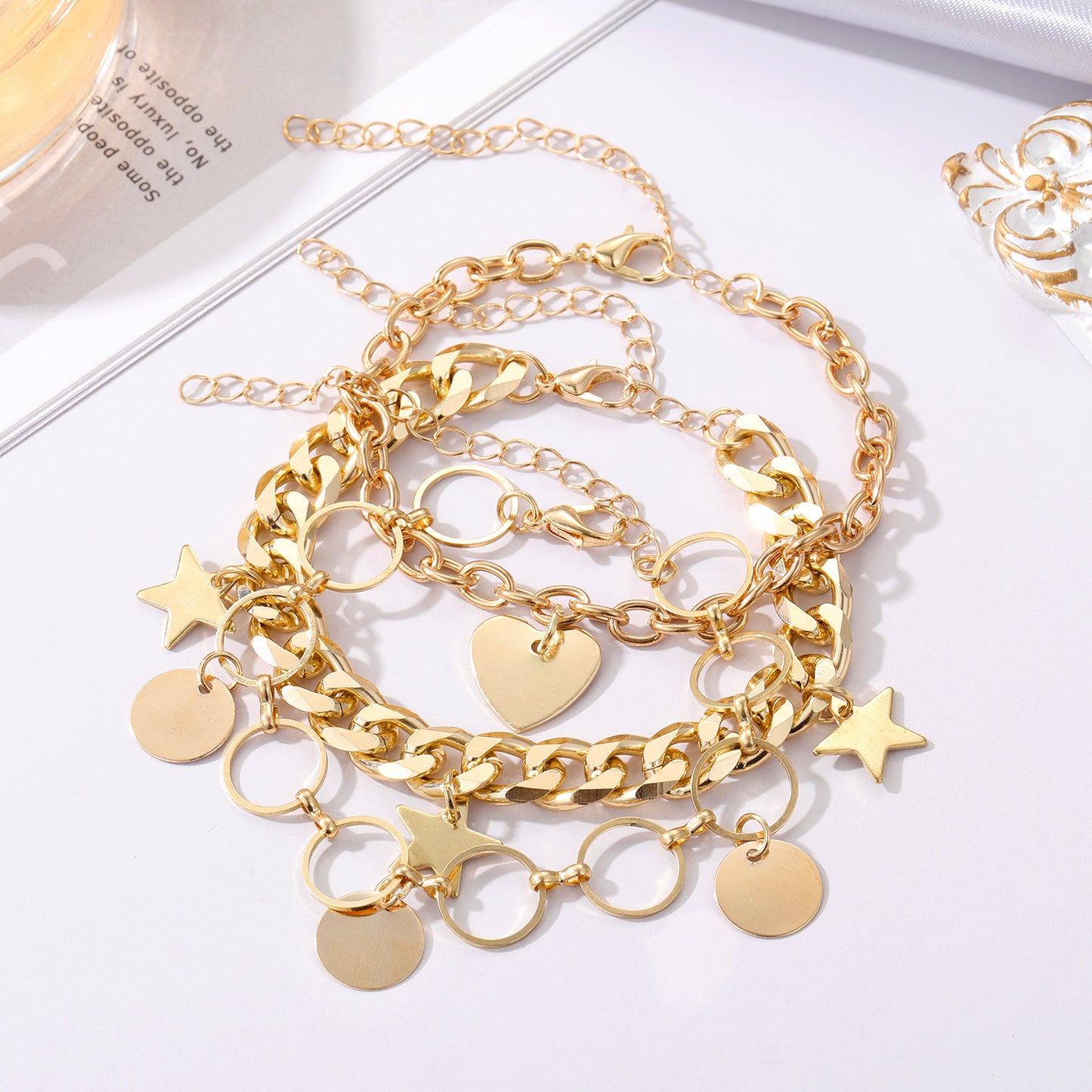 Punk Love Star Hollow Chain Design Bracelets