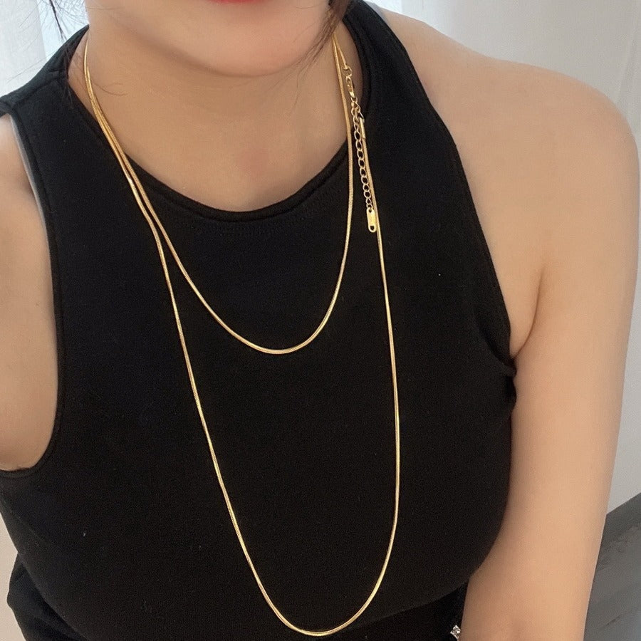 Women's Gold-plated Square Snake Bone Light Luxury Plain Necklaces