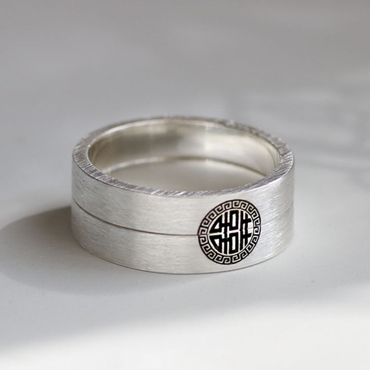 Women's & Men's Double Happiness Couple Adjustable Mouth National Fashion Rings