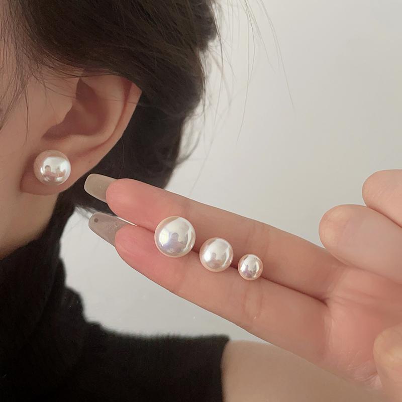 Bread Pearl Sier Needle Temperament Light Earrings