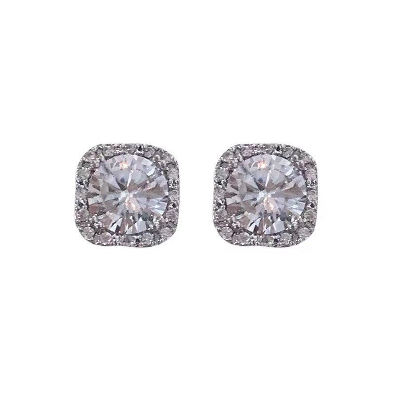 Women's Style Square Full-jeweled Niche Design Cold Earrings