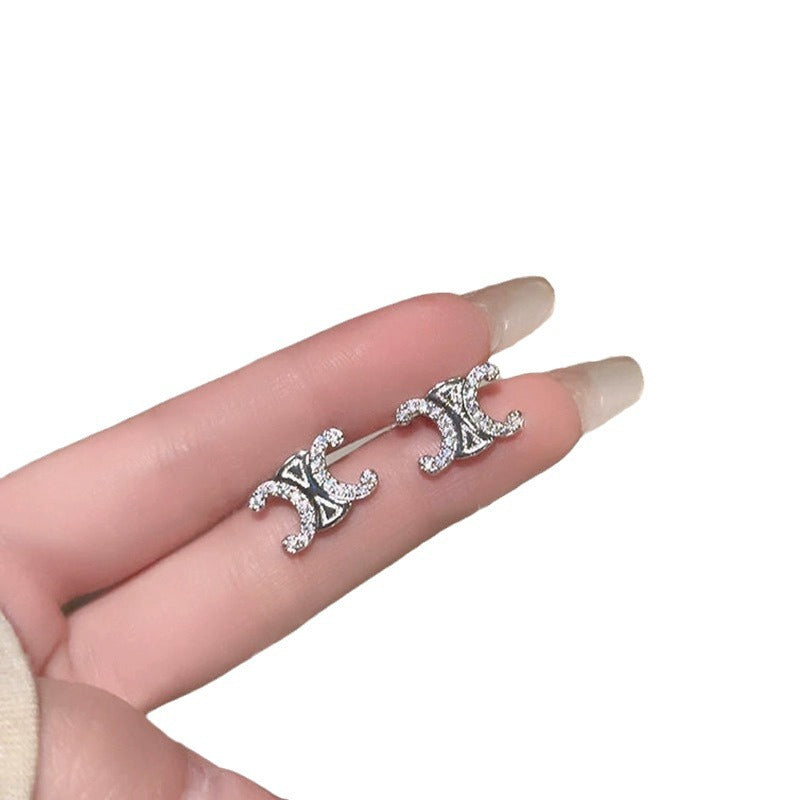 Arc French Style Classic Letter Double Earrings