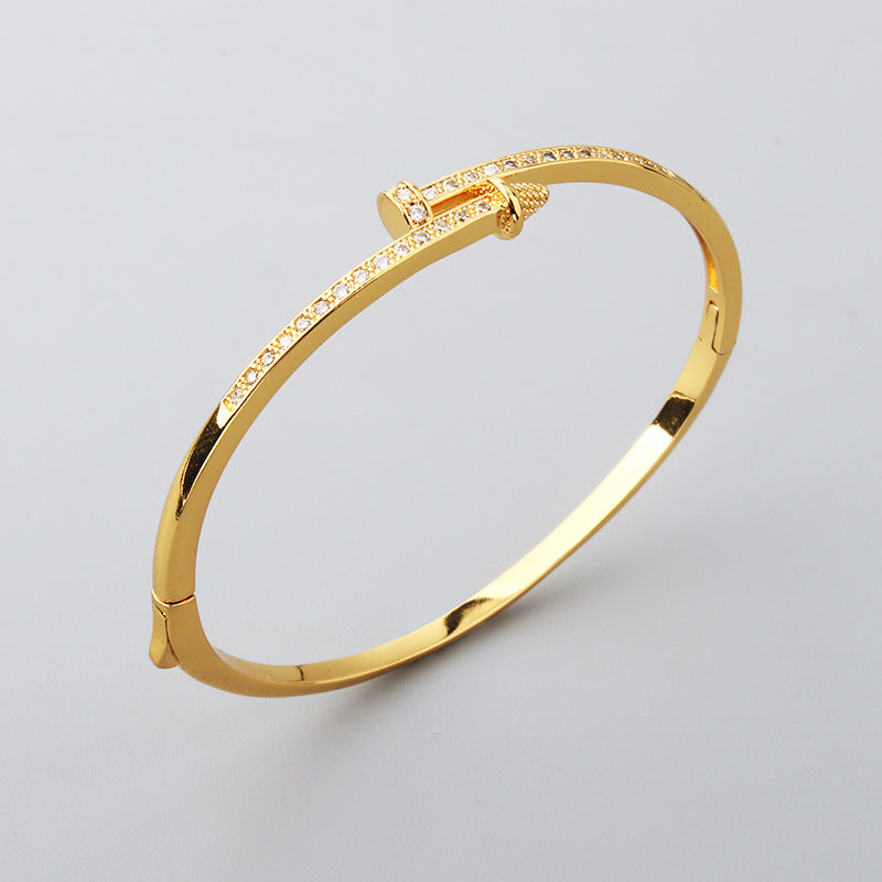 Nail Micro Inlaid Zircon Awl Gold Niche Bracelet