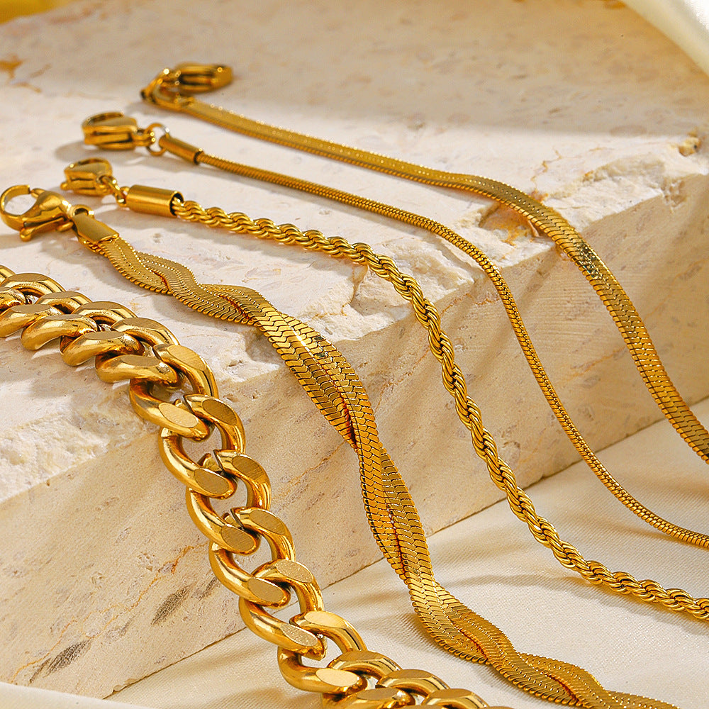 Popular Simplicity Basic Style Snake Bone Bracelets
