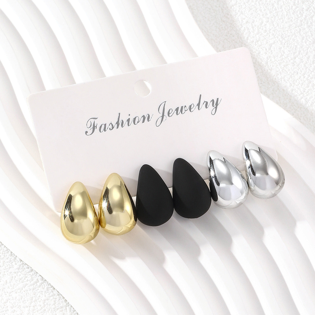 Women's Stylish Water Drop Trendy Unique Smooth Simple Exquisite Match Stud Earrings
