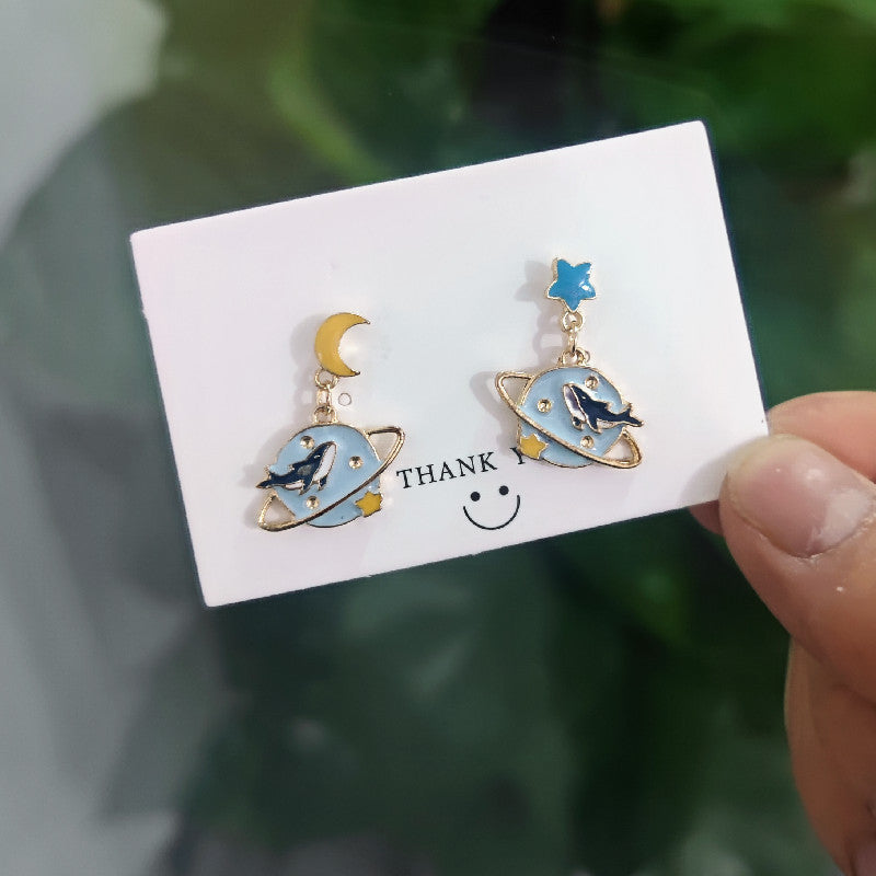Fresh Sweet Cartoon Bunny Bear Love Heart Minority Design Refined Stud Earrings