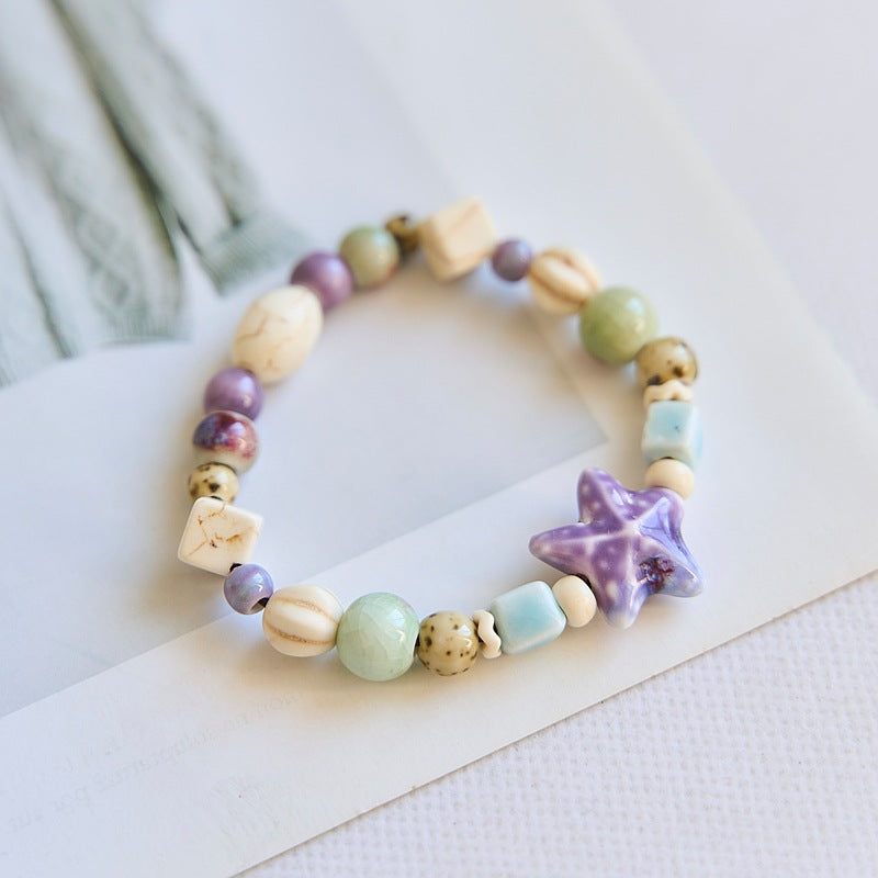 Style Gradient Color Ceramic Starfish Design Bracelets