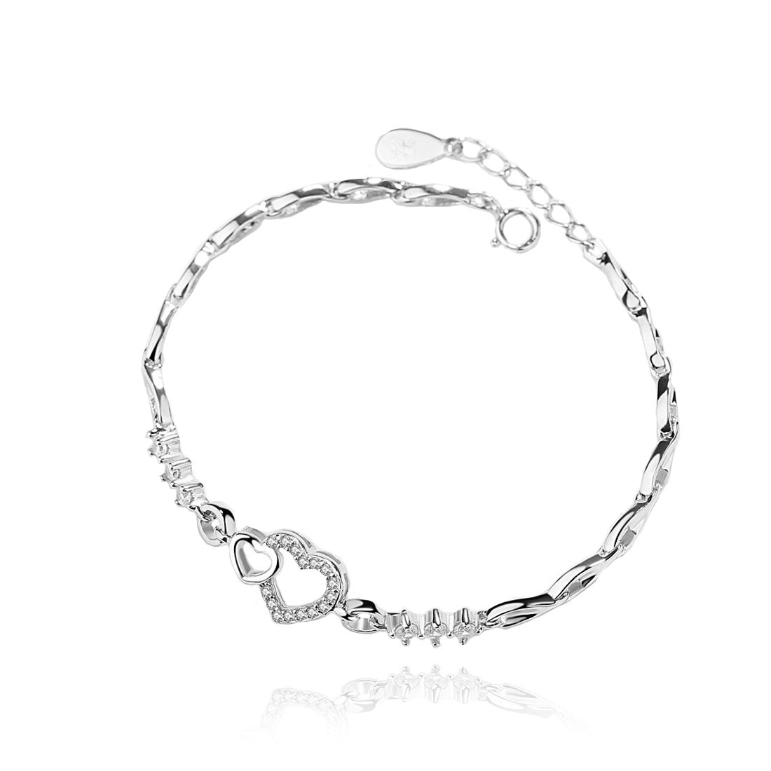 Heart-shaped Korean Style Buckle Full Diamond Bracelets