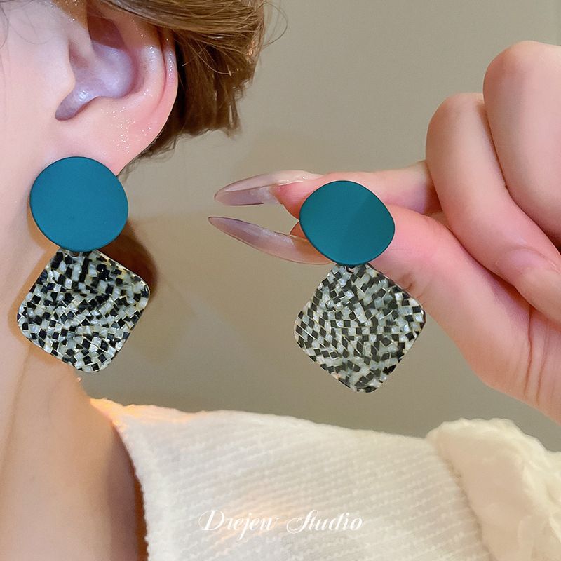 Sier Needle Simple Leopard Print Geometric Earrings