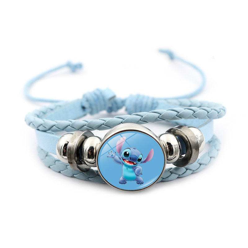 Men's Star Stitch Leather Cartoon Blue Woven Bracelets