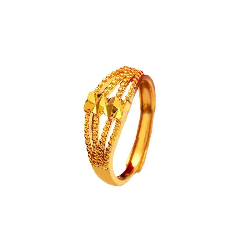 Women's Fashion Carven Design Brass Gold Plated Rings