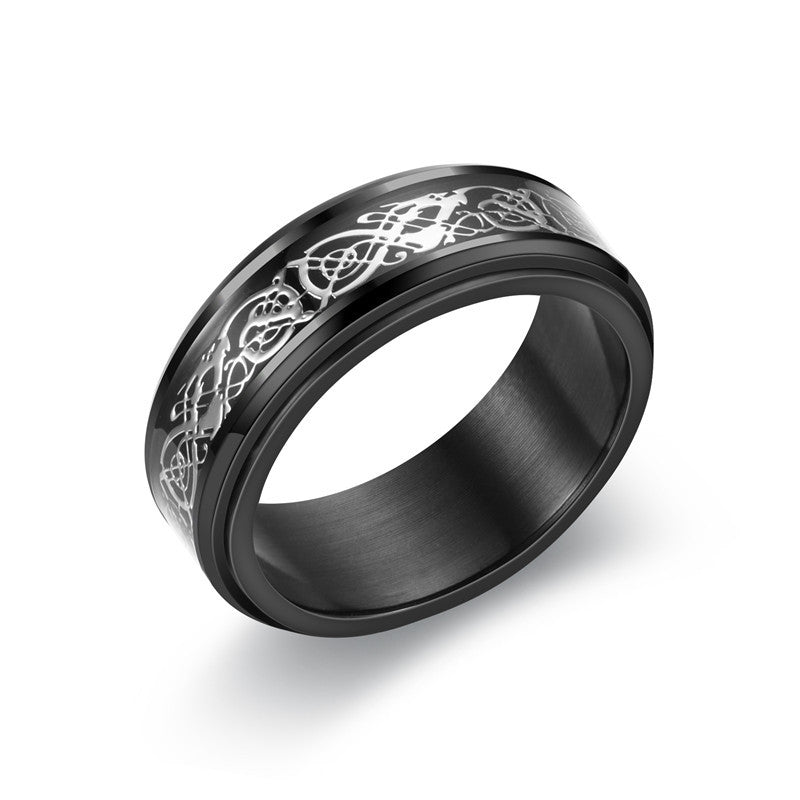 Men's Titanium Steel Personality Rotatable Decompression Dragon Rings