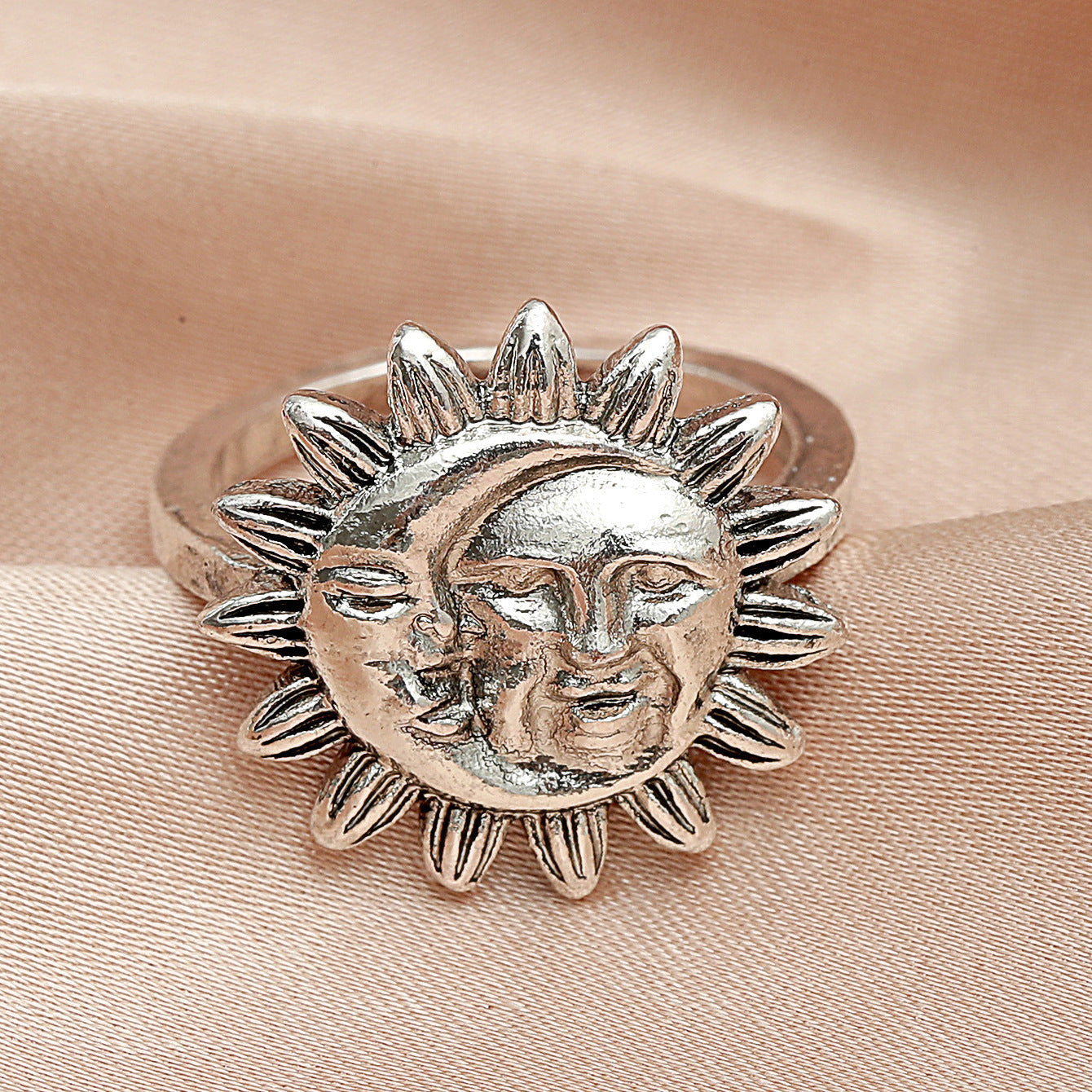 Personality Retro Design Sun Moon Twin Rings