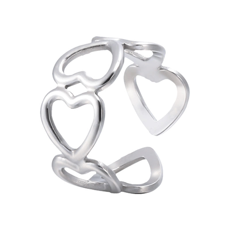 Open Female With Hearts Simple Fashion Design Rings