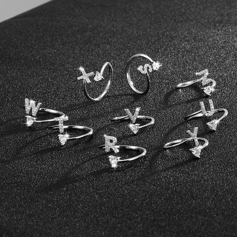 In Sterling Sier Letters Adjustable Fashion Rings