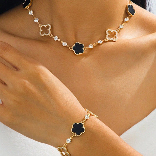 Women's Simple Sweet Lucky Four-leaf Clover Diamond Affordable Luxury Fashion Bracelet