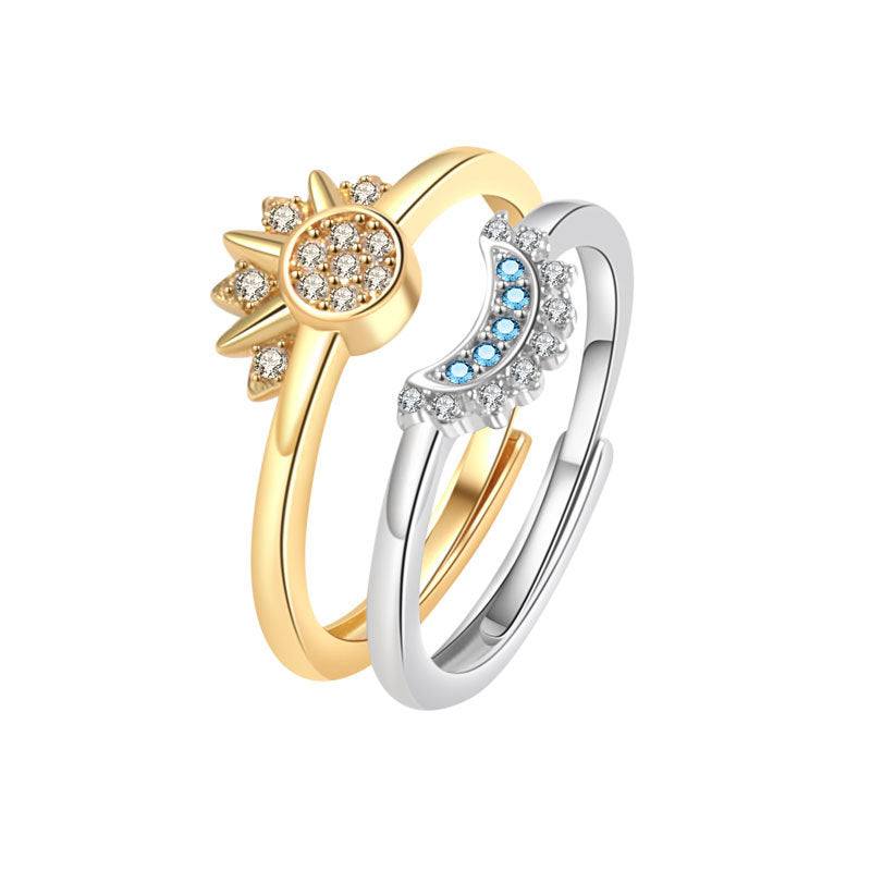 Sun Moon Stackable Celestial Couple Friendship Rings