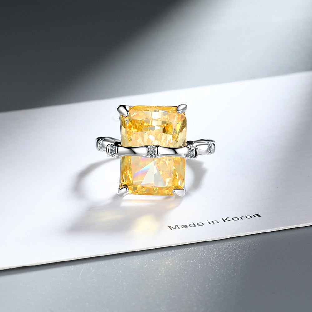 Citrine Bamboo Zircon Female Simple Stylish Rings