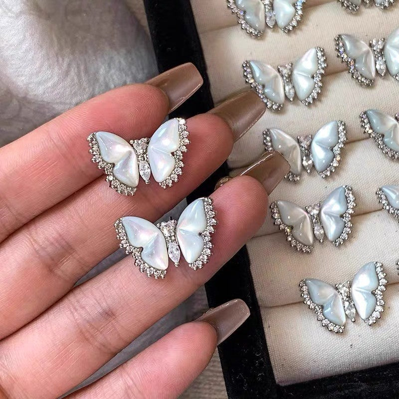 Butterfly French Style Full Rhinestone Zircon Irregular Pendants