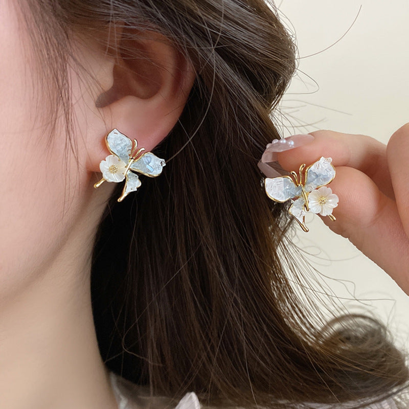 Women's Crystal Butterfly Flower For Entry Lux Elegant Advanced Earrings