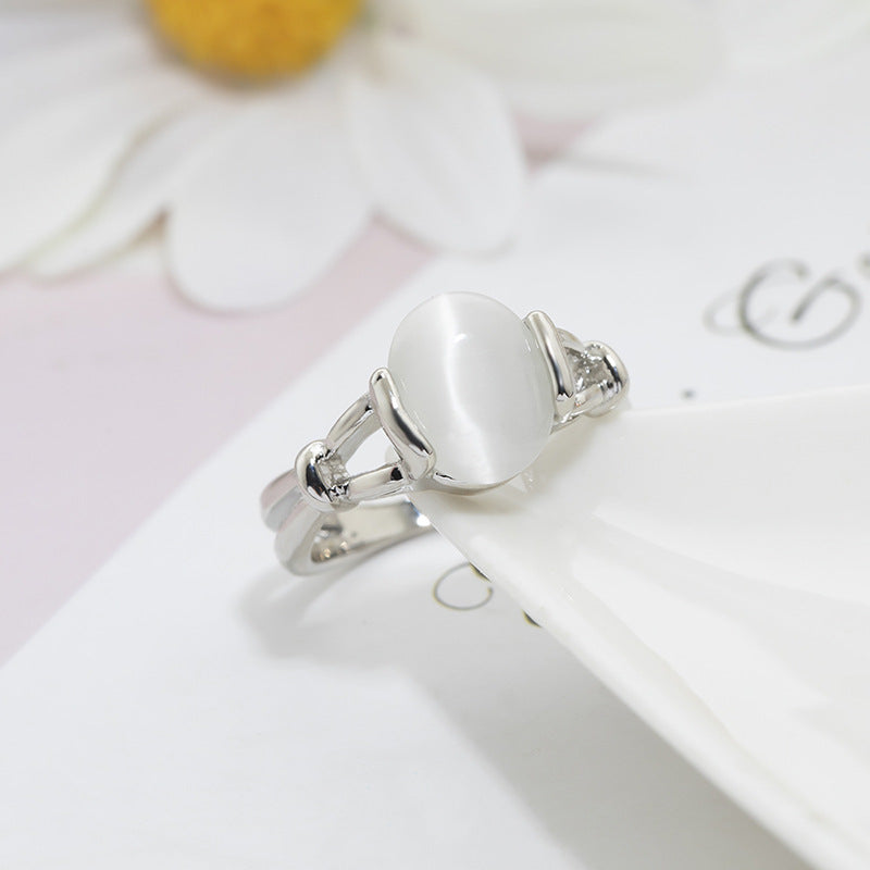 Graceful Slouchy Peripheral Bella Opal Sier Rings
