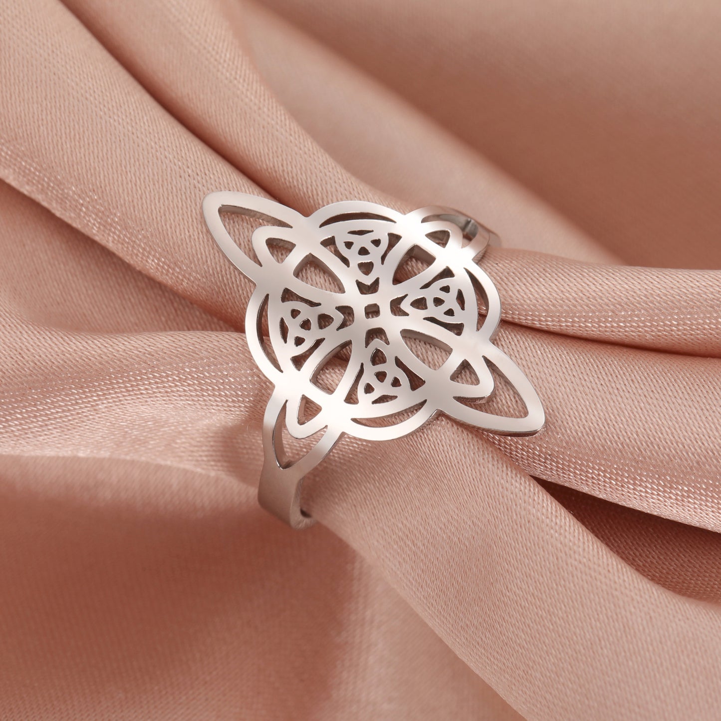 Women's & Men's Titanium Steel Open-end Double Layer Witch Rings
