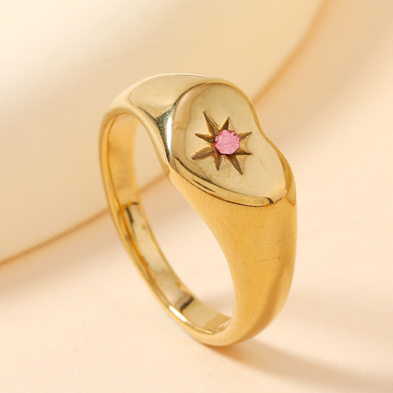 Fashion Diamond Inlaid Zirconium Light Luxury Design Gold Rings